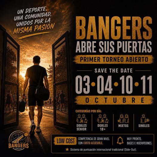 Pickleball Bangers – Primer Torneo Abierto flyer